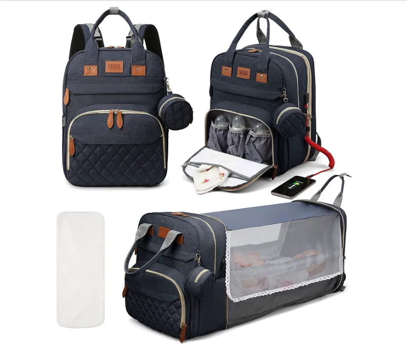 3-in-1 Diaper Bag with Baby Bed
