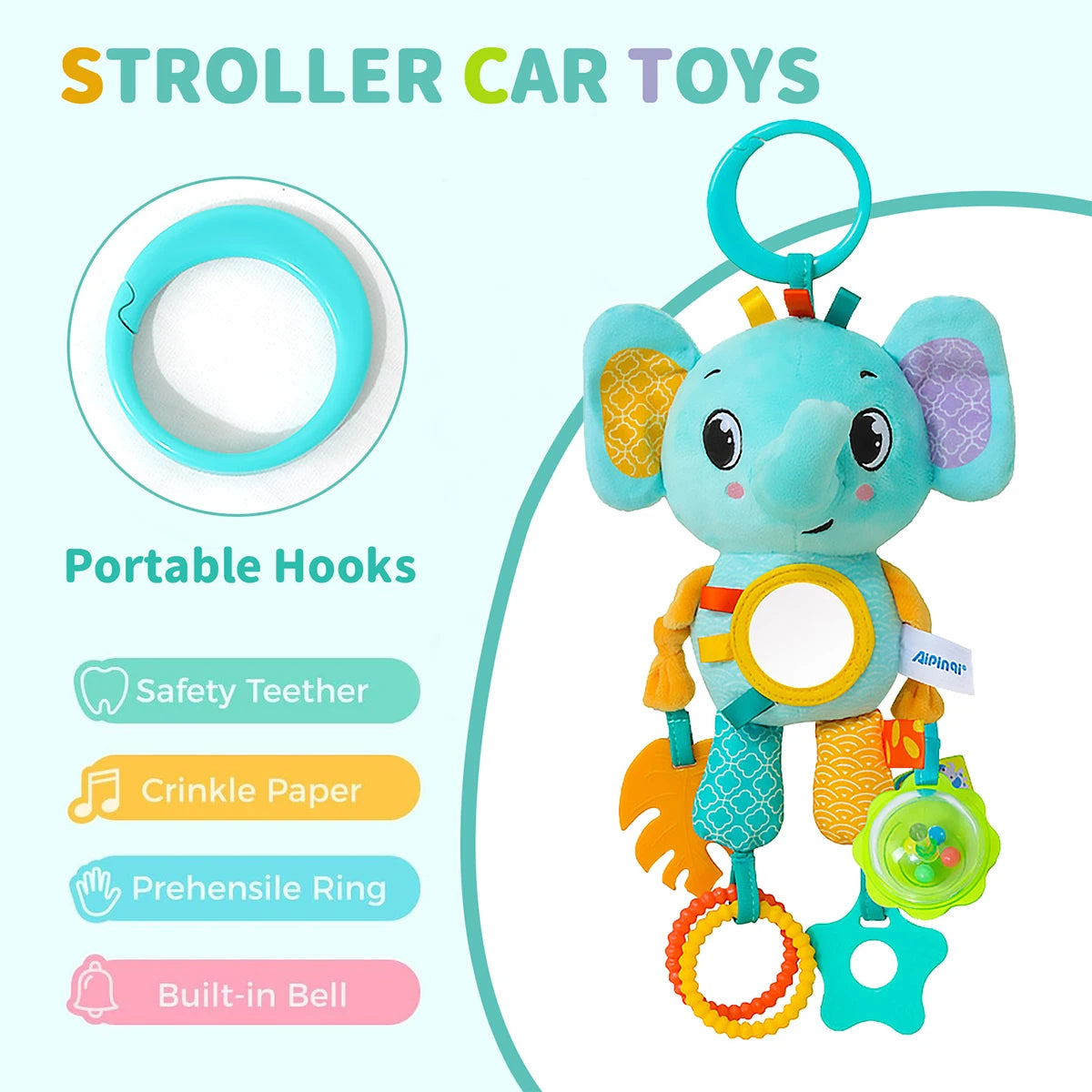 Plush Hanging Baby Toy with Teether