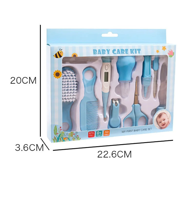 10pcs Infant Nail & Hair Care Set with Brush, Comb & Clippers