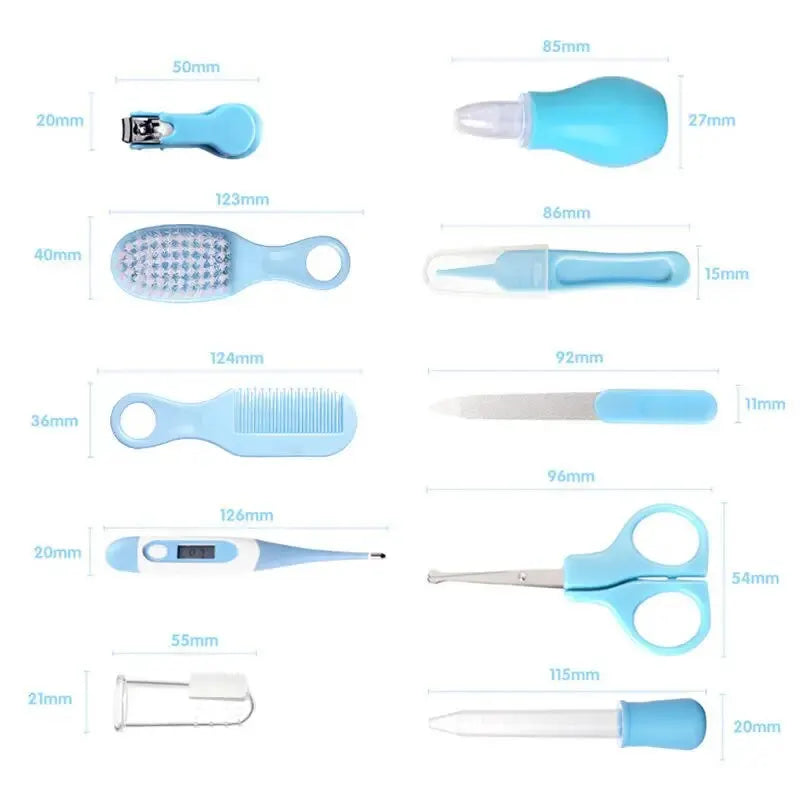 10pcs Infant Nail & Hair Care Set with Brush, Comb & Clippers