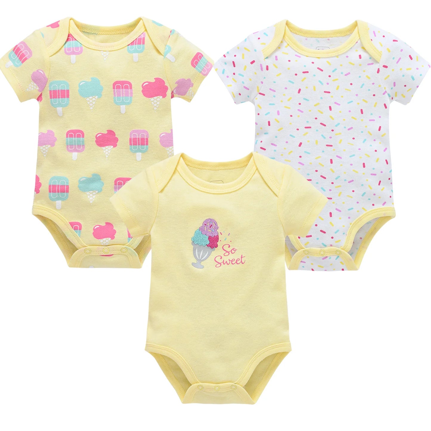 3-Piece Baby Girls Unicorn Bodysuits