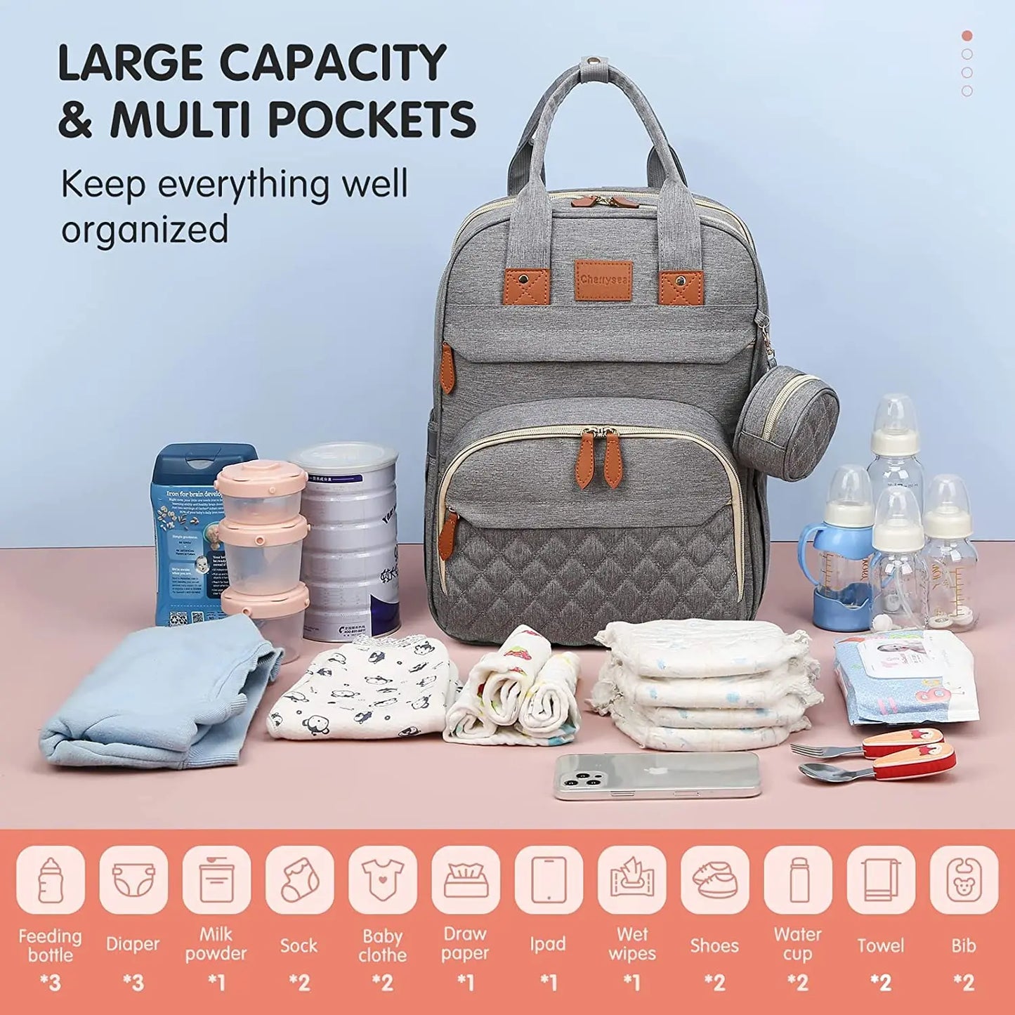3-in-1 Diaper Bag with Baby Bed