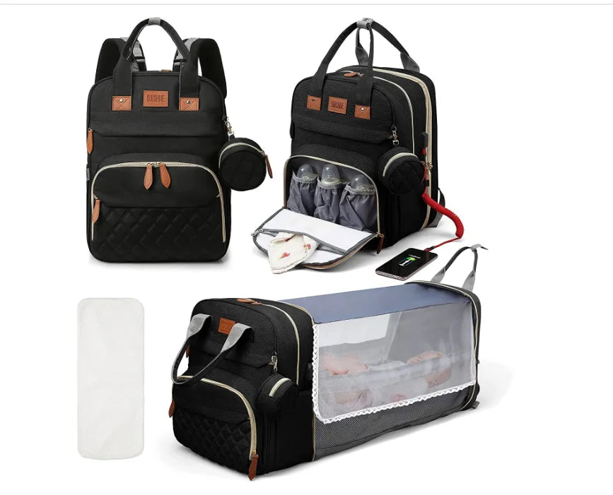 3-in-1 Diaper Bag with Baby Bed