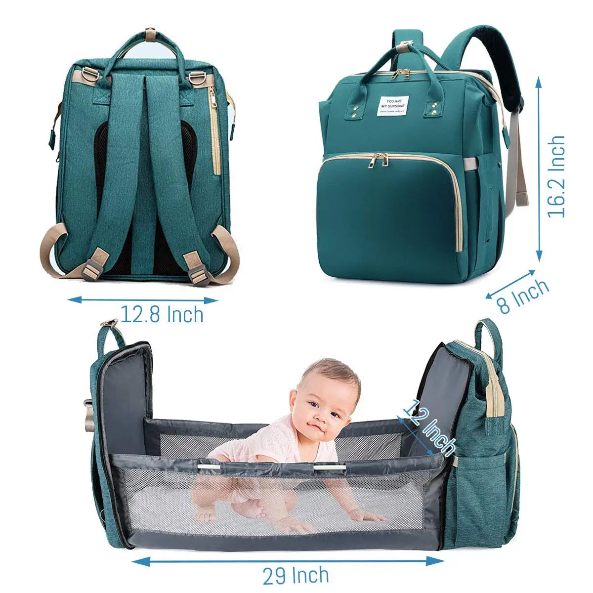 3-in-1 Diaper Bag with Baby Bed
