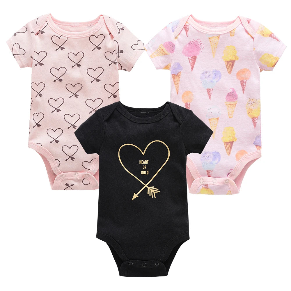 3-Piece Baby Girls Unicorn Bodysuits