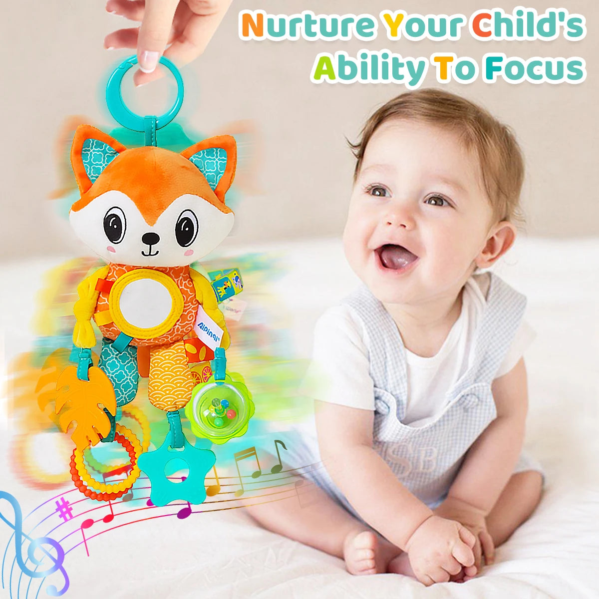 Plush Hanging Baby Toy with Teether