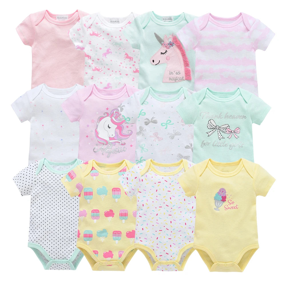 3-Piece Baby Girls Unicorn Bodysuits