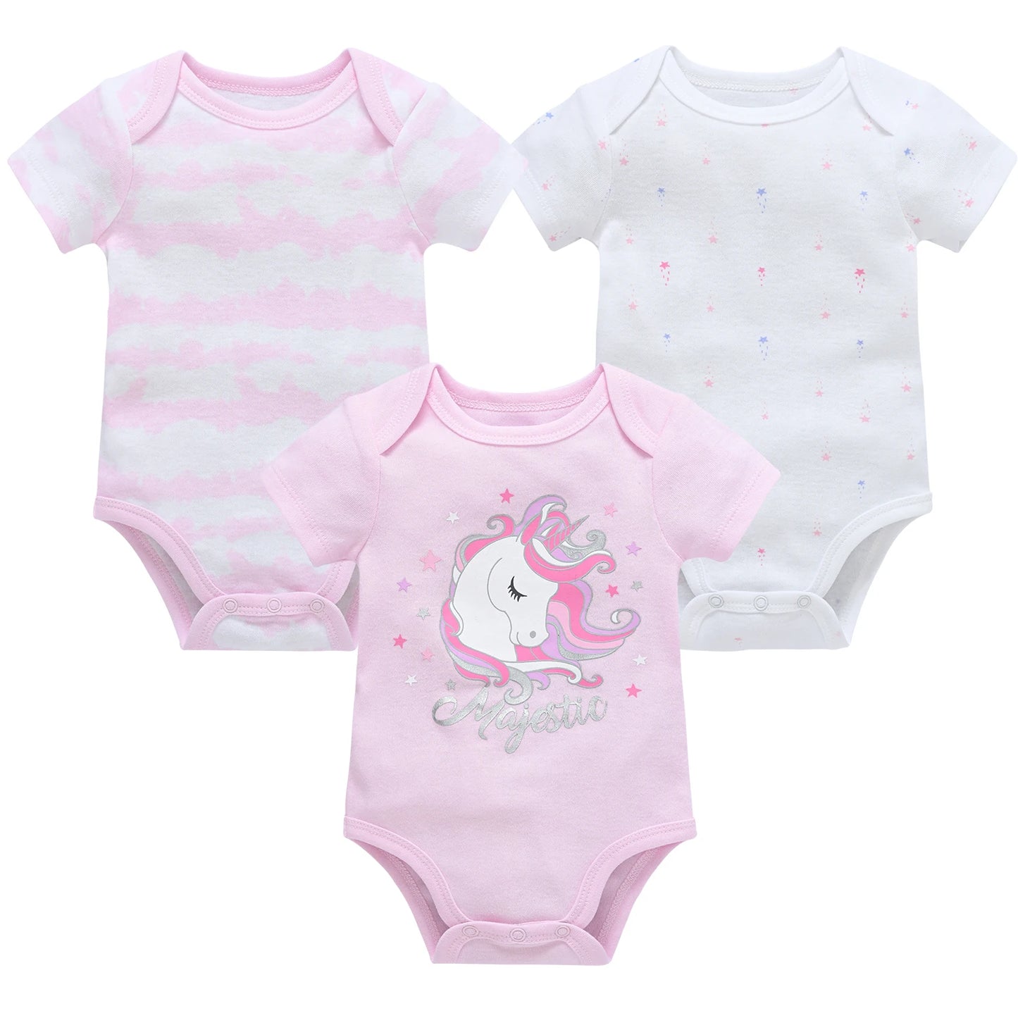 3-Piece Baby Girls Unicorn Bodysuits