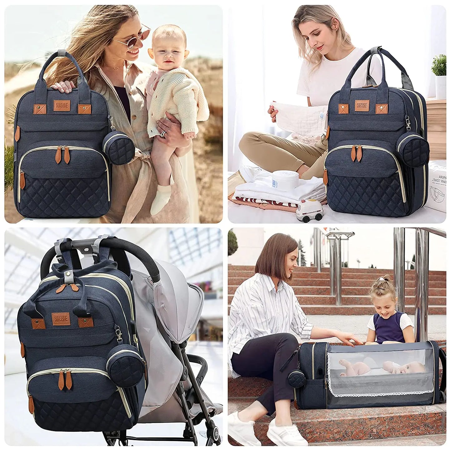 3-in-1 Diaper Bag with Baby Bed