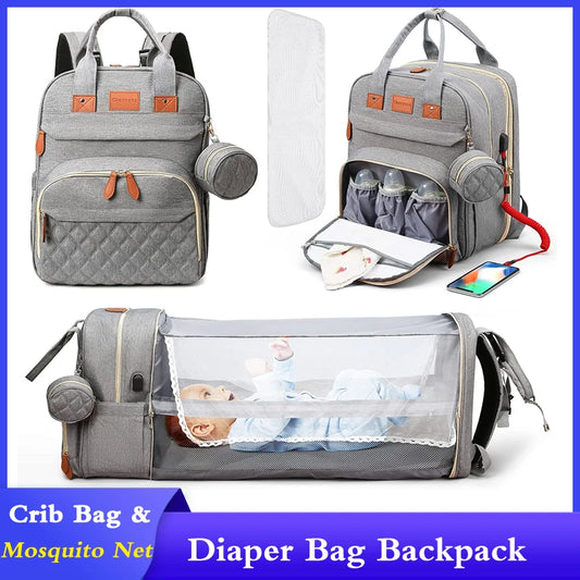 3-in-1 Diaper Bag with Baby Bed