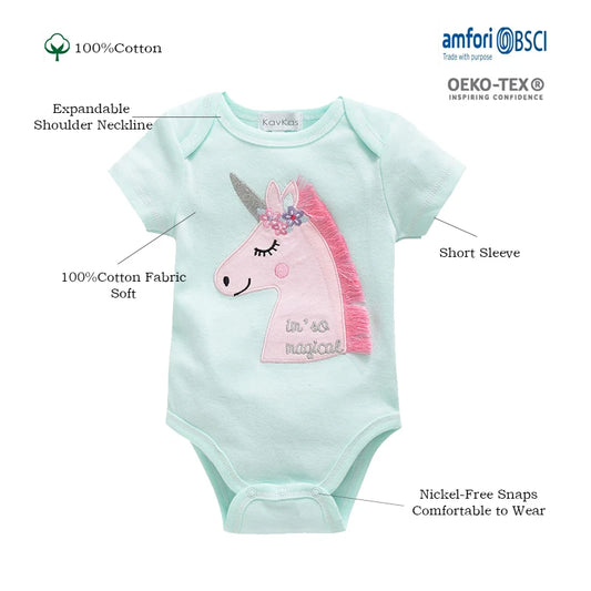 3-Piece Baby Girls Unicorn Bodysuits