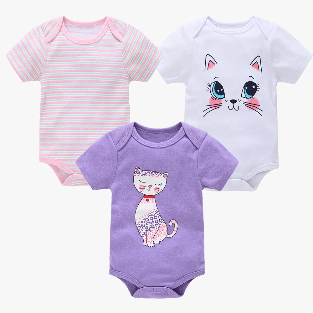 3-Piece Baby Girls Unicorn Bodysuits