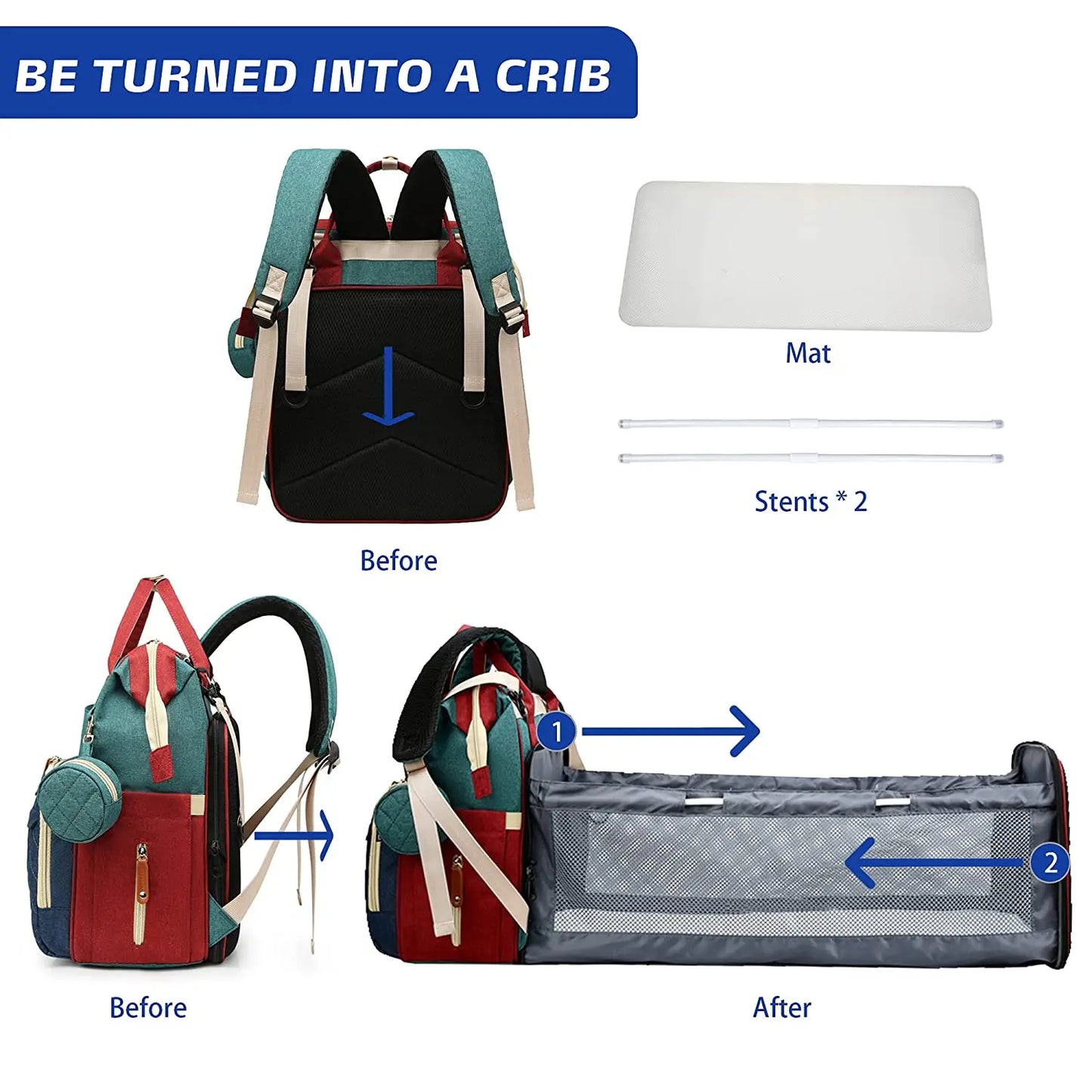 3-in-1 Diaper Bag with Baby Bed