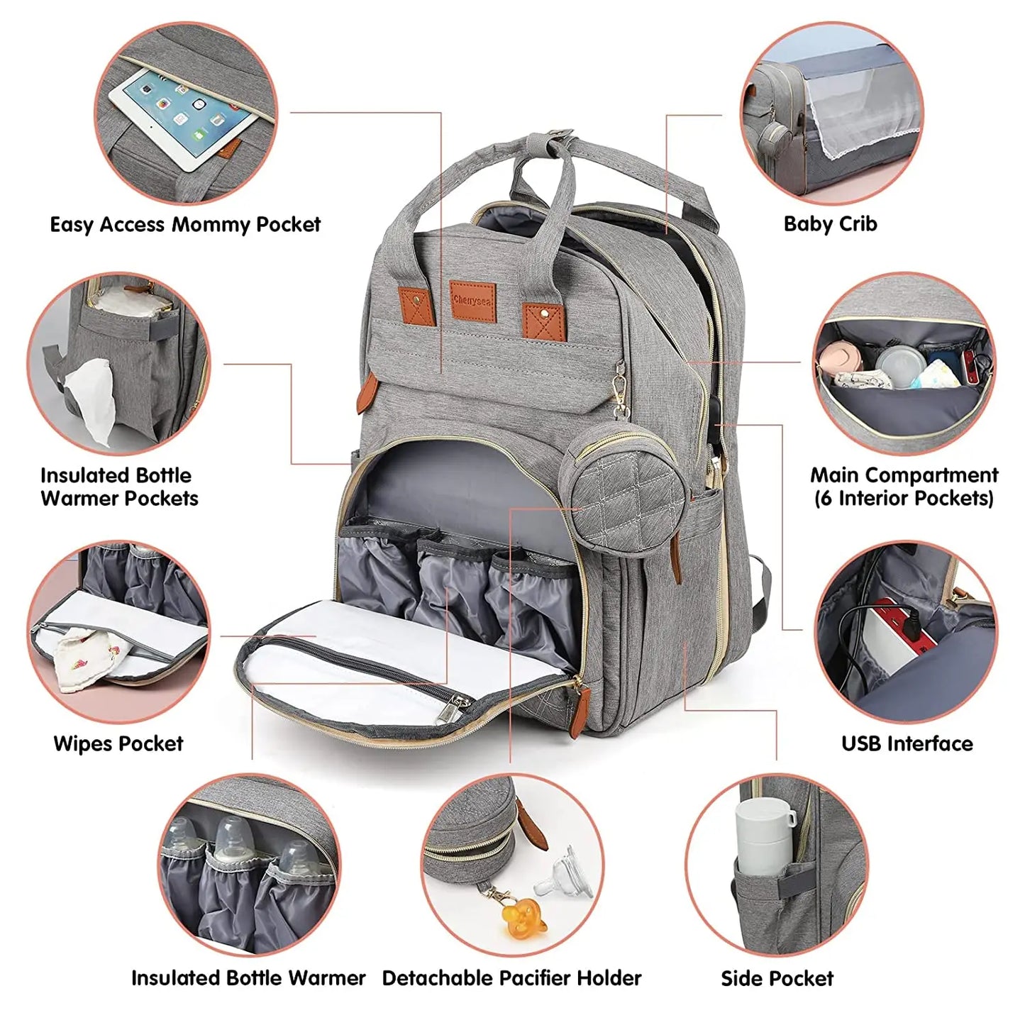3-in-1 Diaper Bag with Baby Bed